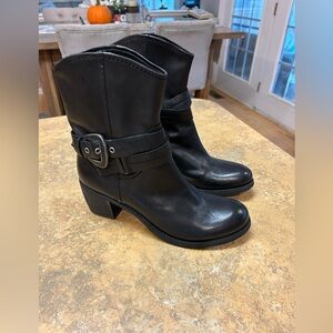 Nine West Black Leather Moto Boots